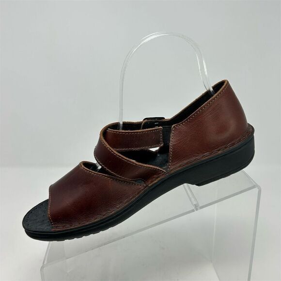 Josef Seibel Brown Leather Sandals Adjustable Buckle Strap Size 37 (US 6-6.5) - Picture 3 of 10